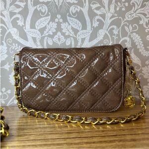 Like New Big‎ Buddha Brown Quilted Bag with Gold Chain